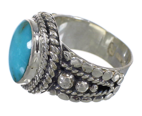 Turquoise Southwestern Silver Ring Size 5-1/4 QX83751
